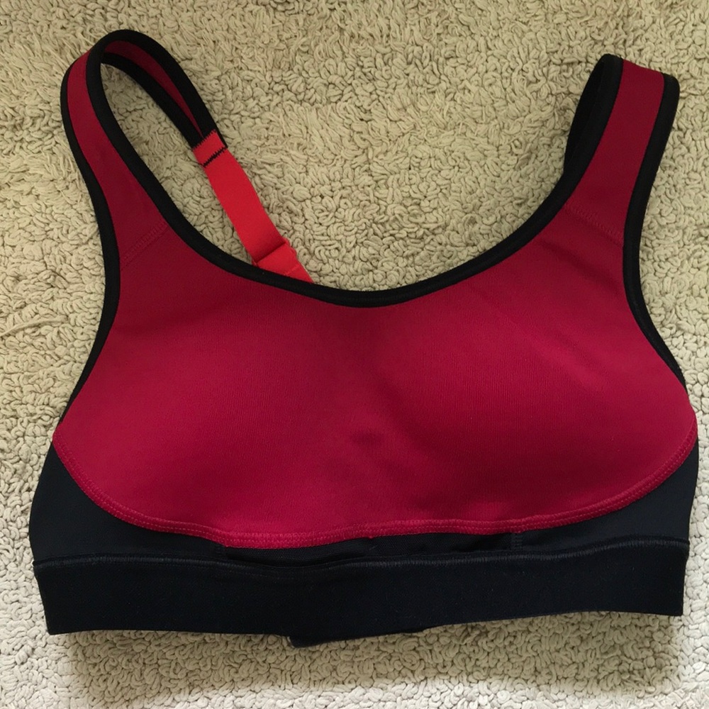 Red and black sports bra